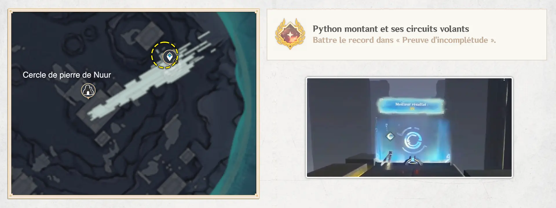 Python montant et ses circuits volants, succès Genshin Impact